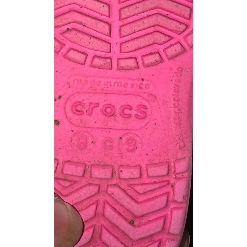 Crocs Kids Pink & Blue Rubber Slip-On Clogs Heel Strap Size 9